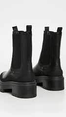 Sam Edelman Lulia Black Chunky Heel Rounded Toe Pull On Chelsea Ankle Boots