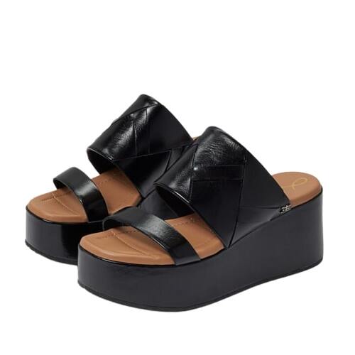 Sam Edelman Sasha Black Slip On Open Toe Strappy Wedge Heel Platforms Sandals