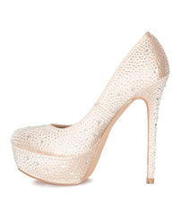 Lauren Lorraine Victoria Platform Pump Rhinestone High Heel Formal Dress Shoes