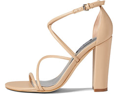 Nine West Maer 3 Light Natural Rounded Open Toe Ankle Strap Block Heeled Sandals