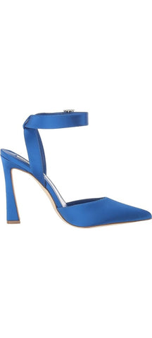 Steve Madden Sarantos Blue Satin Ankle Strap Pointy Toe Stiletto Heeled Sandal
