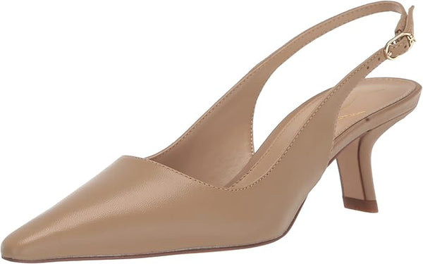 Sam Edelman Bianka Soft Beige Pointed Toe Slingback Kitten Heeled Pumps