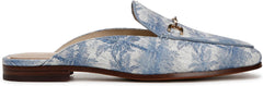 Sam Edelman Linnie Blue Palm Multi Chain Embellished Slip On Almond Toe Mules
