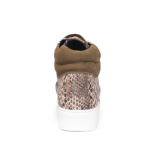 Cecelia New York Silow Leather Platform Lace-up Sneaker Beige Natural Snake