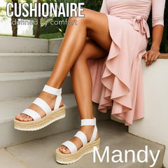 CUSHIONAIRE Mandy Wedge Sandals for Women Strappy Platform Sandals with Arch Support, Cute Summer Espadrille-Style Platform Dressy Slip-On