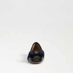 Sam Edelman Maren Como Blue/Black Slip On Squared Toe Bow Detailed Ballet Flats
