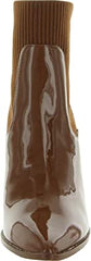 Steve Madden Scavenge Cognac Patent Pull On Pointed Toe Stylish Heeled Boots