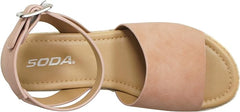 Soda Topic Rosy Nude Espadrilles Ankle Strap Studded Open Toe Wedge Heel Sandals