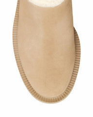 Vince Camuto Marlivi Tortilla Taupe Leather Fur Lined Lug Sole Bootie Ankle Boot