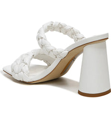 Sam Edelman Kendra White Leather Block Heel Square Open Toe Slip On Fashion Mule
