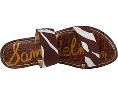 Sam Edelman Gala Brown Multi Fashion Slip On Open Toe Flat Manmade Slide Sandals