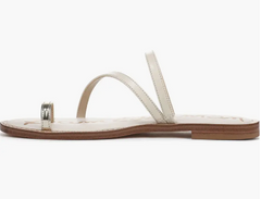 Sam Edelman Harlyn Jute/Ivory Strappy Toe Ring Slip On Flat Slides Sandals