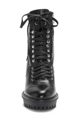Vince Camuto Ermania Black Lace Up Combat Block Platform High Heel Platform Boot
