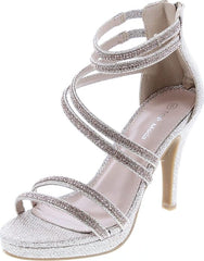 Top Moda Inna-1 Champagne Sandals High Heel Ankle Strap Open Toe Sandals