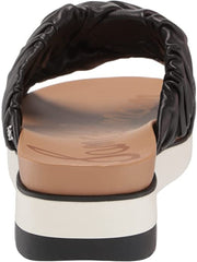 Sam Edelman Aliana Black Leather Slip-On Wedge Cushioned Footbed Slide Sandals