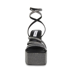 Steve Madden Cocktails Black Rhinestone Strappy Open Toe Block Heeled Sandals