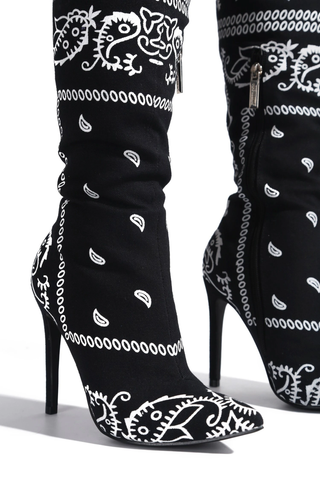 Cape Robbin SPRING BANDANNA PRINT OVER THE KNEE THIGH HIGH STILETTO POINTED TOE
