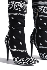 Cape Robbin SPRING BANDANNA PRINT OVER THE KNEE THIGH HIGH STILETTO POINTED TOE