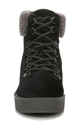 Sam Edelman Franc Black Lace-up Rounded Toe Hiker Platform Lace Up Ankle Boots