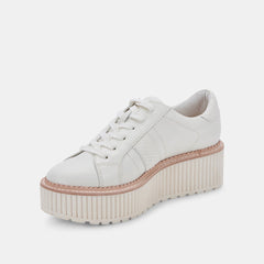 Dolce Vita Tiger White Leather Lace Up Chunky Platform Low Top Sneakers 6