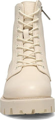 Sam Edelman Garret Modern Ivory Leather Lace Up Platform Combat Ankle Boots