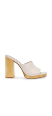 Steve Madden Josette Bone Leather Block Heel Slip On Pointed Open Toe Mules