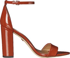 Sam Edelman Yaro Warm Copper Ankle Strap Open Round Toe Block High Heel Sandals