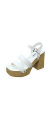 Steve Madden Gain White Fashion Ankle Strap Platform Block High Heeled Sandals