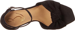 Sam Edelman Lucia Black Spool Heel Ankle Strap Squared Open Toe Heeled Sandals