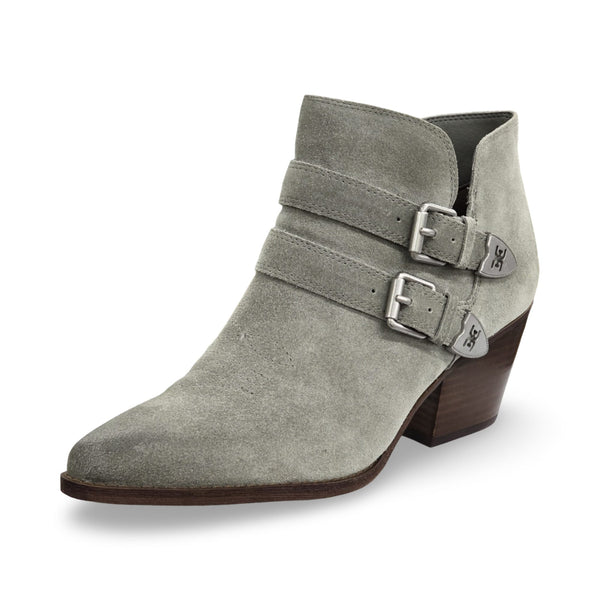 Sam Edelman Windsor Seafoam Suede Pointy Toe Block Heel Leather Western Boots W