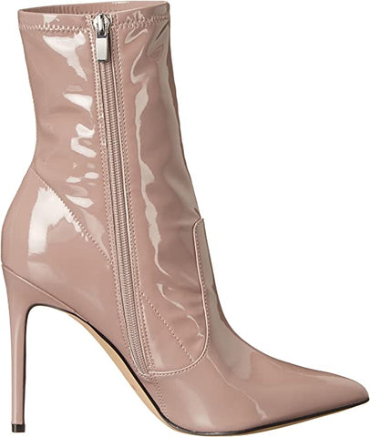 Nine West Jody3 Pink680 Mauve Patent Stiletto Heel Pointy Toe Pull On Ankle Boot