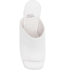 Jeffrey Campbell Luna-Luv White Squared Open Toe Slip On Platform Mule Sandals