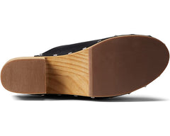 Steve Madden Brooklyn-1 Black Leather Rounded Toe Pyramid Detailed Heeled Sandal