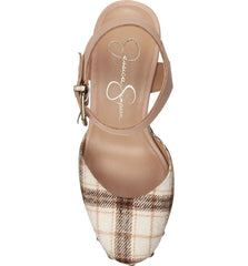 Jessica Simpson Draiye Light Nude Plaid Chunky Ankle Strap Clog Platform Pumps