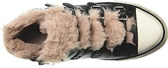 Ash Valko Black Ash Rose Fur Lined Buckle Strap High Top Sneakers Ankle Booties