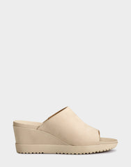 Aerosoles Women's Blonde Bone Wedge Sandal Nubuck Wedge Mule Platforms