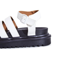 Lemonade Clueless White Strappy Ankle Buckle Cushioned Platform Wedge Sandals