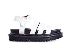 Lemonade Clueless White Strappy Ankle Buckle Cushioned Platform Wedge Sandals