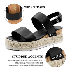 Athlefit Espadrilles Sandals Ankle Strap Wedge Open Toe Platform Sandals 6.5