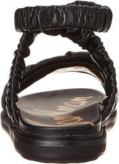 Sam Edelman Velma Black Rounded Open Toe Strappy Ankle Cuff Wedge Heeled Sandals
