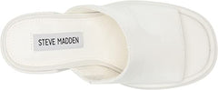 Steve Madden Cagey White Leather Open Toe Slip On High Platform Retro Sandal