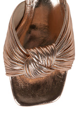 Jeffrey Campbell Melonger-2 Rose Gold Squared Open Toe Knotted Heeled Sandals
