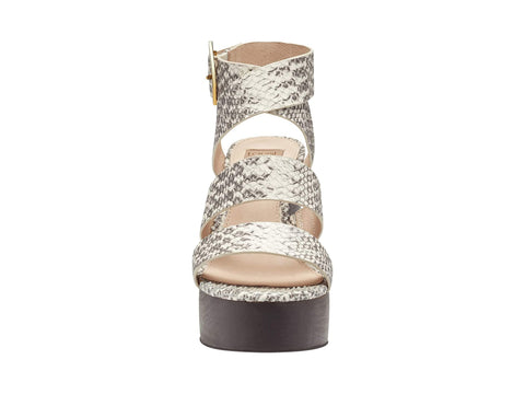 Louise et Cie DENISSE Grey White Snake Platform Block Heeled Wedges Sandals