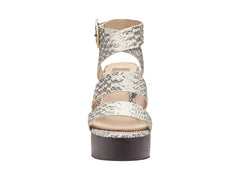 Louise et Cie DENISSE Grey White Snake Platform Block Heeled Wedges Sandals