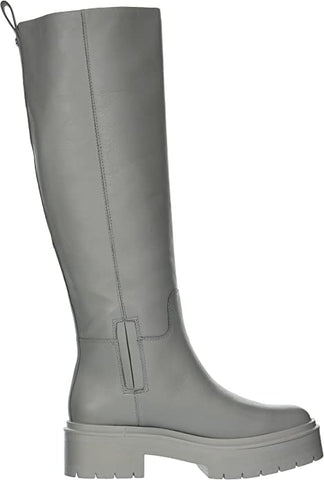 Sam Edelman Larina Pebble Grey Leather Chunky Lug Sole Knee High Riding Boots