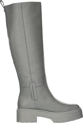Sam Edelman Larina Pebble Grey Leather Chunky Lug Sole Knee High Riding Boots