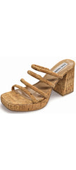 Steve Madden Observe Natural Fashion Slip On Platform High Block Heeled Sandals