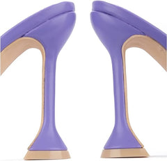 Cape Robbin Lithe Purple Sexy High Spool Heel Open Squared Toe Slip On Pumps