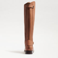 Sam Edelman Mikala 2 Whiskey Block Heel Rounded Toe Zip Leather Knee High Boots