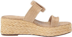 Sam Edelman Chase Eggshell Open Toe Slip On Wedge Heeled Strappy Sandals